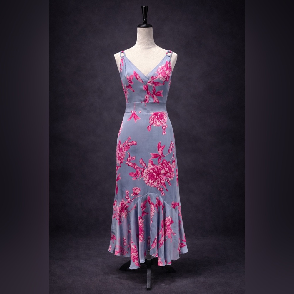 White House Black Market Floral Wrap Midi Dress - Picture 4 of 5